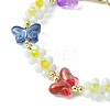 Flower & Butterfly Glass Beaded Bracelet with 304 Stainless Steel Clasps BJEW-JB09585-4
