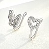 Butterfly Heart Brass Micro Pave Clear Cubic Zirconia Clip on Nose Rings FS-WGAE293-01-1