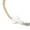 3mm Round Faceted Natural African Turquoise(Jasper) & Seed Beads Braided Bead Bracelets BJEW-JB10594-03-3