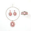 Oval Synthetic Turquoise Stud Earrings & Pendant Necklaces & Cuff Bangles FS-WG87EC0-01-2