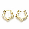 Brass Micro Pave Clear Cubic Zirconia Huggie Hoop Earrings EJEW-S201-214-NF-2