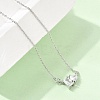 Brass Pave Cubic Zirconia Rectangle and Heart Pendant Cable Chain Necklaces KK-CBAB173-04P-04-2