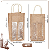 Jute Wine Storage Drawstring Pouches with PVC Clear Window ABAG-WH0035-052B-2