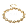 Rack Plating Brass Pave Clear Cubic Zirconia Flower Link Chain Bracelets for Women BJEW-R317-15G-1