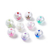 UV Plating Rainbow Iridescent Acrylic Beads OACR-H015-14-2