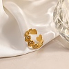304 Stainless Steel Cubic Zirconia Cuff Open Ring for Women CU-CBACD1D-01G-03-1