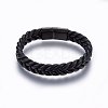 Leather Braided Cord Bracelets BJEW-E345-14A-B-1