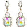 Brass Rhinestone Dangle Stud Earrings FS-WG9D6B6-10-2