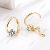 Brass Micro Pave Clear Cubic Zirconia Flat Round Hoop Earrings FS-WG5850E-02-2