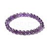Natural Amethyst Bead Stretch Bracelets X-BJEW-K212-A-034-7