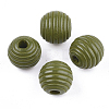 Painted Natural Wood Beehive Beads WOOD-S049-04A-05-1