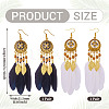 2Pairs 2 Colors Feather Chandelier Earrings EJEW-TA0001-81A-3