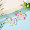 Brass Printing Acrylic Butterfly Dangle Stud Earrings EJEW-TA00672-4