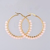 Beaded Hoop Earrings X-EJEW-JE03830-03-1