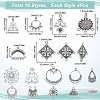 SUNNYCLUE 64Pcs 16 Style Tibetan Style Alloy Chandelier Component Links TIBE-SC0001-75-2