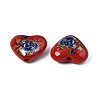 Flower Printed Opaque Acrylic Heart Beads SACR-S305-28-I01-3