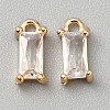 Golden Plated Brass Cubic Zirconia Charms ZIRC-WH0015-01G-01-1