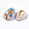 Printed Natural Cowrie Shell Beads X-SHEL-S266-21-3