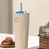 8Pcs 4 Colors Silicone Straw Pendants FIND-GO0003-51-6