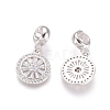 Brass Micro Pave Cubic Zirconia European Dangle Charms ZIRC-E163-19P-1