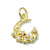 Moon Theme Brass Micro Pave Clear Cubic Zirconia Charms KK-H475-57G-01-1