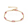 Rectangle Cubic Zirconia Chain Bracelets BJEW-G654-02G-01-1