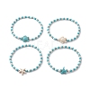 4Pcs 4 Style Dyed Synthetic Turquoise Starfish & Turtle Beaded Stretch Bracelets Set for Women BJEW-JB09337-1