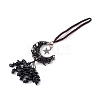 Natural Dyed & Heated Black Agate Moon with Chips Tassel Pendant Decorations G-L524-07R-B01-2