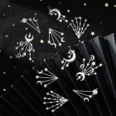 12Pcs 6 Style 201 Stainless Steel Pendants STAS-SC0003-02-1