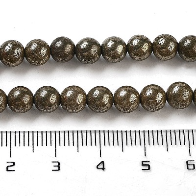 Natural Gold Pyrite Smooth Round Beads Strands G-F197-10-6mm-1