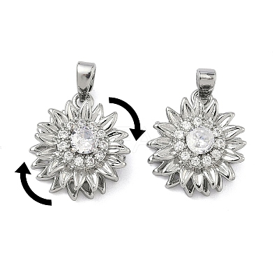 Brass Micro Pave Cubic Zirconia Rotatable Pendants KK-A287-11C-P-1