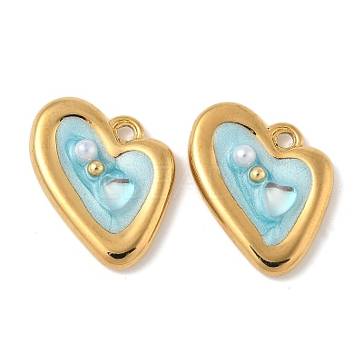 304 Stainless Steel Enamel Pendants STAS-U057-30G-1