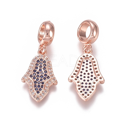 Brass Micro Pave Cubic Zirconia European Dangle Charms ZIRC-I036-01RG-1