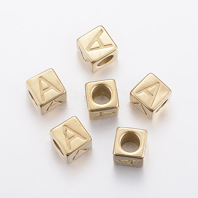 304 Stainless Steel Large Hole Letter European Beads STAS-H428-01G-A-1