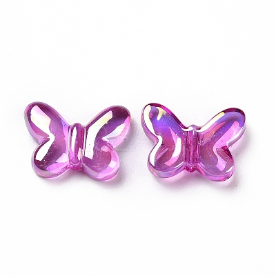 UV Plating Rainbow Iridescent Acrylic Beads PACR-H001-06-1