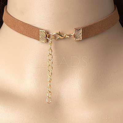 Black Velvet Choker Brass & Iron Rectangle Pendant Necklaces for Women FS-WGDB652-02-1