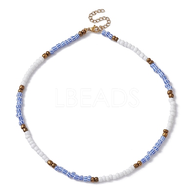Glass Seed Beaded Necklace for Women NJEW-JN04393-1