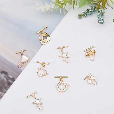 14 Sets 7 Style Mixed Shape Brass Toggle Clasps KK-DC0002-63-1