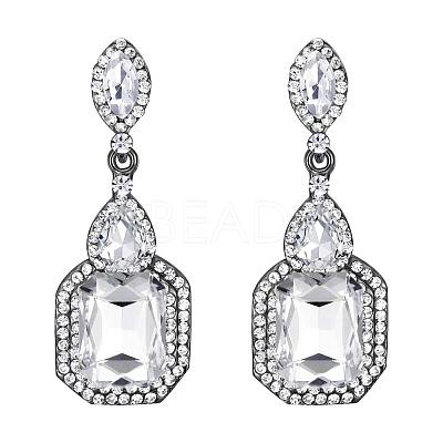 Brass Rhinestone Dangle Stud Earrings FS-WG9D6B6-16-1