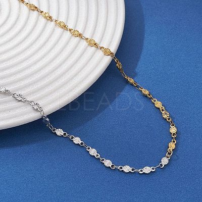 304 Stainless Steel Leaf Flower Chain Necklaces for Women NJEW-JN05585-1