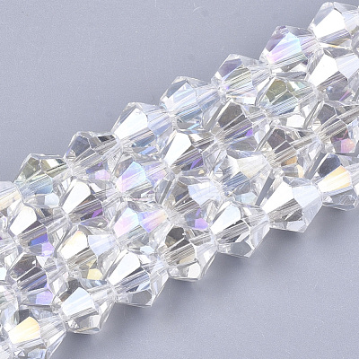 Electroplate Glass Beads Strands X-EGLA-Q118-6mm-B17-1
