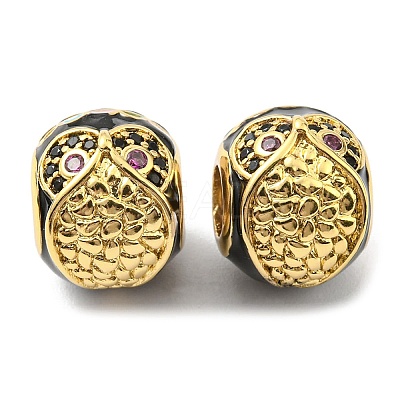 Rack Plating Brass Micro Pave Cubic Zirconia European Beads KK-M247-21G-1