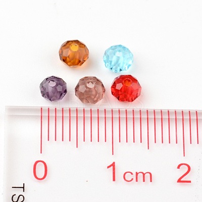 Faceted Rondelle Transparent Glass Beads GLAA-R152-4mm-M1-1