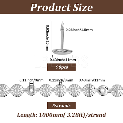 5Bags Flower Iron Decoration Strip FIND-GF0008-41A-P-1