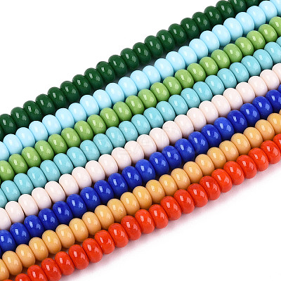Electroplate Opaque Solid Color Glass Beads Strands GLAA-T025-8mm-18-1