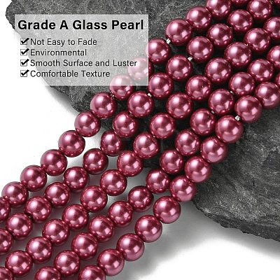 Eco-Friendly Dyed Glass Pearl Beads Strands HY-A008-6mm-RB027-1