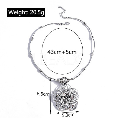 Mandala Flower Bohemian Style Alloy Pendant Necklaces FS-WG43472-01-1