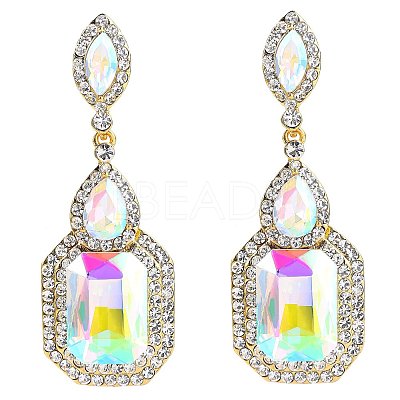 Brass Rhinestone Dangle Stud Earrings FS-WG9D6B6-10-1