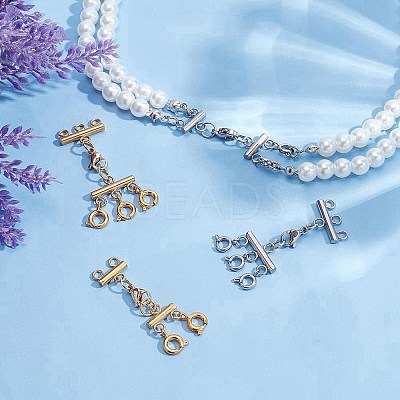 4Pcs 4 Styles Multi-Strand 304 Stainless Steel Lobster Claw Clasps FIND-AB00046-1