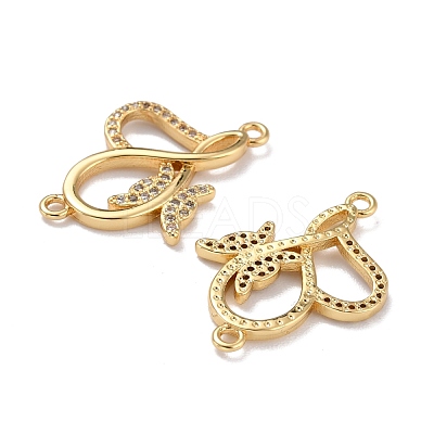 Brass Micro Pave Clear Cubic Zirconia Links Connectors ZIRC-A021-68G-1